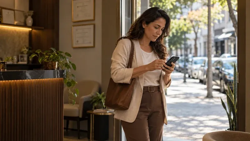 Profissional consulta no celular a posição de uma empresa no Google Maps