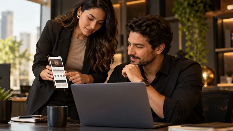 Consultora mostra no celular uma landing page otimizada para conversão