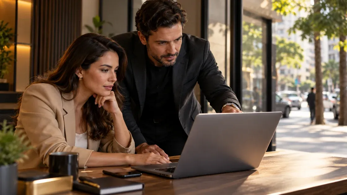 Consultores analisam no notebook um site profissional preparado para o Google