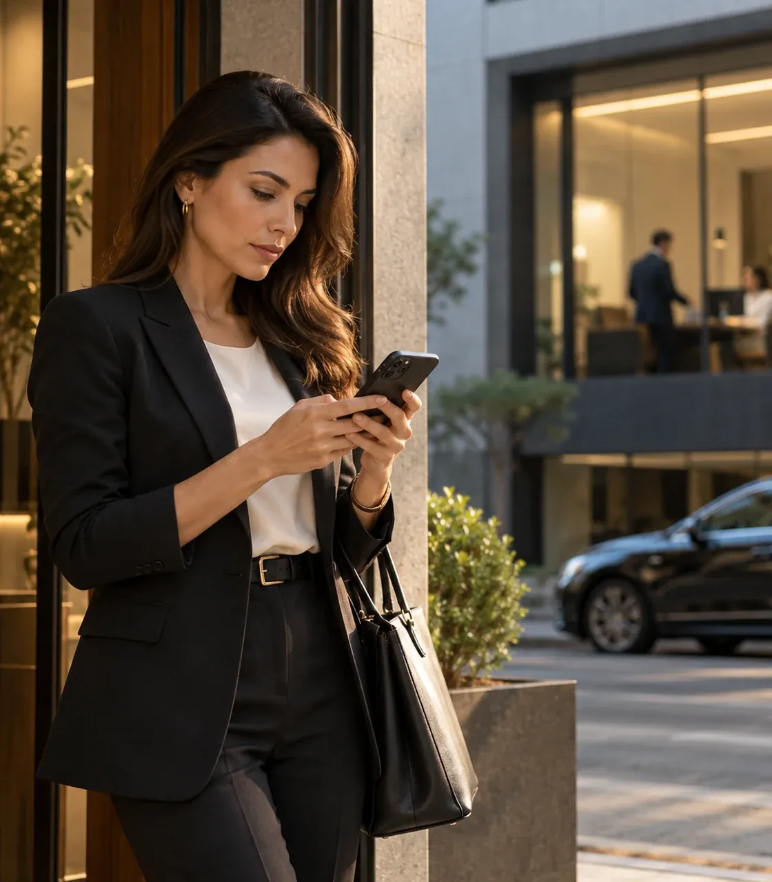 Empresária consulta no celular a posição de seu negócio no Google Maps